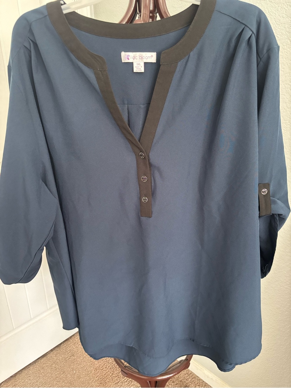 bloom Navy Shirt with white Black Trim